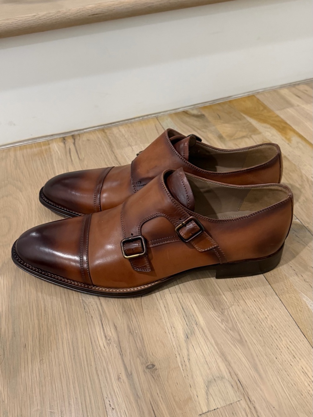 Vero Cuoio Tan Brown Double Monk Strap Leather Shoes